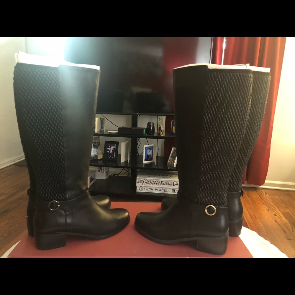 Women’s black and brown leather boots $120